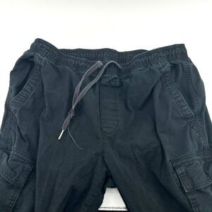 Gap Mens Cargo Jogger Pants Black Ripstop Elastic Waist & Leg Drawstring Size M